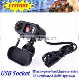 Motorcycles Car Waterproof Double USB Charger Adapter Socket 12-24V thumbnail-4
