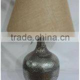 Decoative Etched Table Lamp With Silver Finishing & Black Shade thumbnail-1