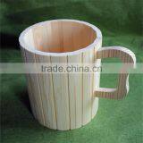Unfinished Pine Wooden Kids Drinking Cups With Handle thumbnail-1