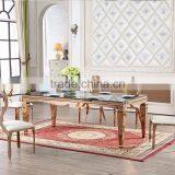 Stainless Steel Base Round Glass Party Ghost Dining Table thumbnail-1