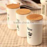 Exquisite Seal Clear Glass Storage Jar Wood Lid, Food Canister Wooden Lid thumbnail-2