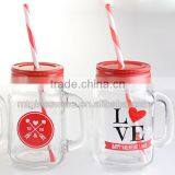 16oz Valentine's Day Theme Glass Mason Jar With Handle thumbnail-2