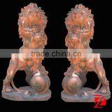 Cloudy Rosa Marble Lion Sculpture for Garden Decoration thumbnail-1