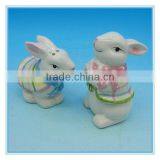 Mini Rabbit Shape Ceramic Salt and Pepper Cellar thumbnail-1