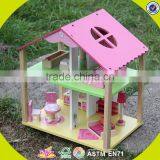 Wholesale 2 Floors Girls Wooden Dollhouse Kits Best Design Children Wooden Dollhouse Kits W06A165-S thumbnail-2