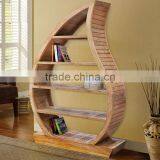 Bookcase Leaf Natural Teak Wood Furniture thumbnail-1