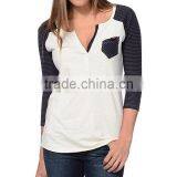 Wholesale Customized Women Raglan Tshirt 3/4 Sleeve