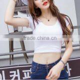 2016 Latest Fashion Sexy Women Short Sleeve High Waist Solid Color Belly Button Low Curves Slim Tight T- Shirt thumbnail-3