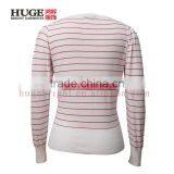 Women Two-tone Striped Cotton Cardigan With Long Sleeves, Button Closure Front thumbnail-2