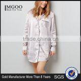 MGOO Women Stripe Satin Oversized Pyjama Boyfriend Button Up Shirt Dress Pajamas Long Sleeve thumbnail-1