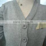 Custom Children Kids Heather Grey V-neck Button up Plain Knit Cardigan thumbnail-2