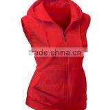 OEM New Design Cotton Plain Wholesale Sleeveless Hoodie Womens Fashion Vests With Zip thumbnail-2