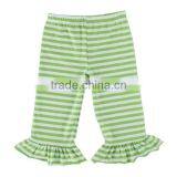 100% Cotton Knit Strip Fabric Single Ruffle Capri Pants thumbnail-4