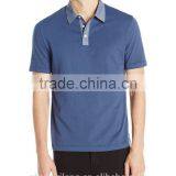 Original PIMA Cotton Chambray Woven Collar and Placket Polo Shirts for Men thumbnail-2