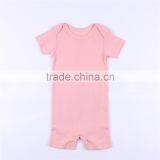 Hot Sale Short Sleeve Solid Color Cotton Baby Rompers Infant Clothes Bodysuit thumbnail-3
