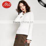 Women's Crew Neck Cotton Free Knitting Pullover Sweater Pattern With Zipper thumbnail-1