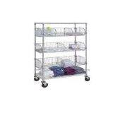 Chrome Wire Shelving Cart With Wire Bins