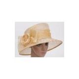Ivory Natural Sinamay Womens Church Hats With 9cm Brim For Banquet ,  Summer Sun Hat