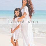 Mommy and me Maxi Dresses 100% Polyester White Beach Dresses thumbnail-1