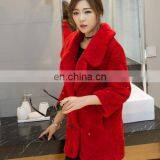 Merino Sheep Fur Coat, Real Sheared Sheepskin Fur Suit Jacket Coat, Full Pelt Real Fur Outwear for Winter ,dark Green Color XXL thumbnail-2