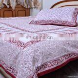 Bed Sheet With Pillow Covers Handmade Paisley Hand Block Printed Queen Bed Cover Cotton Bedding thumbnail-5