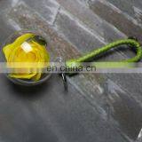 New Design Rose Flower Leather Rope Bag Charm Ball Keychain thumbnail-1