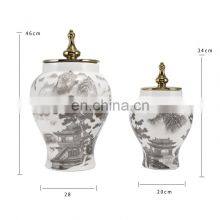 Table Decoration Traditional Large Hand Painted Chinese Vase With Lid thumbnail-4