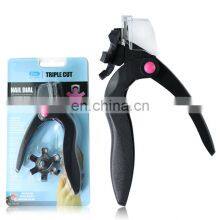 professional Nails salon products DIY nail clipper U-shaped scissors false nail tip cutter with measure Turntable Head tool