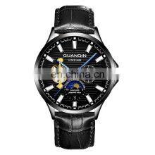 GUANQIN GJ16131 Men Automatic Watch Mechanical Leather Watch Strap Moon Phase Fashion Watch