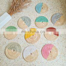 Handcrafted Woven Colorful Painted Rattan Coasters Wholesale in Bulk thumbnail-4