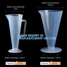 Transparent Conical Plastic Measuring Cylinder Cup With Handle, Lab Round Bottom Conical Plastic Measuring Cylinder thumbnail-3