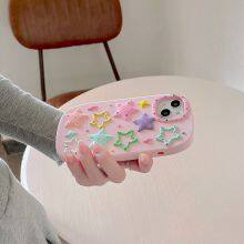 Rainbow 3D Star Silicone Mobile Phone Case For IPhone 15 14 13 12 11 Pro Max Cartoon Rubber Shockproof Back Cover thumbnail-4
