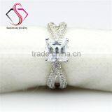 Princess Brilliant Cut Moissanite Sqaure 2 Carat 7mm Center Split Shanks 14k 18k White Yellow Gold Platinum Engagement Ring thumbnail-4