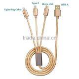 3-in-1 Micro USB + USB C + 8 Pin USB Cable Bulk thumbnail-4