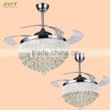 Luxury Brown Color Crystal Cover Lamp Fan