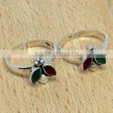 Silver Prince !! Multi Stone 925 Sterling Silver Toe Rings, Indian Fashion Silver Jewelry, Gemstone Toe Rings thumbnail-5