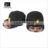 Fashion Custom 3d Embroidery Logo 5 Panel Snapback Cap/hat With Digital Printed Brim