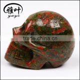 Wholesale 2inch Natural Unakite Stone Hand Carving Skull thumbnail-4