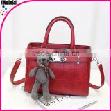 2016 PU crossbody bags for women leather handbags women plaid bear pendant women tote bag valise