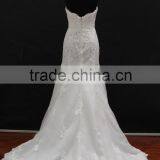 Real Factory Sample! Organza Drapping Belt Popular French Lace Applique Wedding Dress thumbnail-5