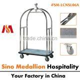 Hotel Stainless Steel Grey Carpet Stainless Steel Polish Finish Luggage Cart Trolley thumbnail-1