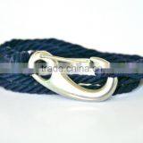 Navy Cotton Rope Wrapped Carabiner Hook Bracelet Fashion Hook Shackle Bracelet