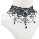 Gothic Acrylic Excellent Beads Lace Collar Victorian Choker Necklace Pendant thumbnail-4