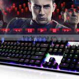 mechanical keyboard USB interface to be hot selling colorful LED illuminate ergonomic green axis wired game keyboard