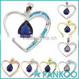 Wholesale Fashion Series of Water on the Heart Blue Opal Sterling Silver Unisex Necklace Pendant thumbnail-5