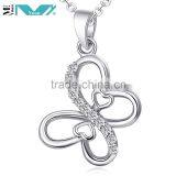 Womens 925 Sterling Silver CZ Pave Rhodium Plated Butterfly Pendant Necklace thumbnail-1