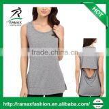 Ramax Custom Women Sleeveless Draped Back Design Workout Tank Top thumbnail-4