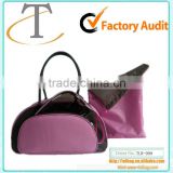 2015 new arrive women microfiber fabric pink&brown color travel bag