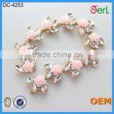 Newest Pink Roses Decorative Rhinestone Chain Trim thumbnail-2