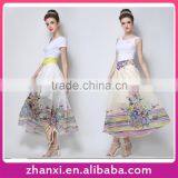 Wholesale Female Flowers Skirts Irregular Positioning Hem Dress
